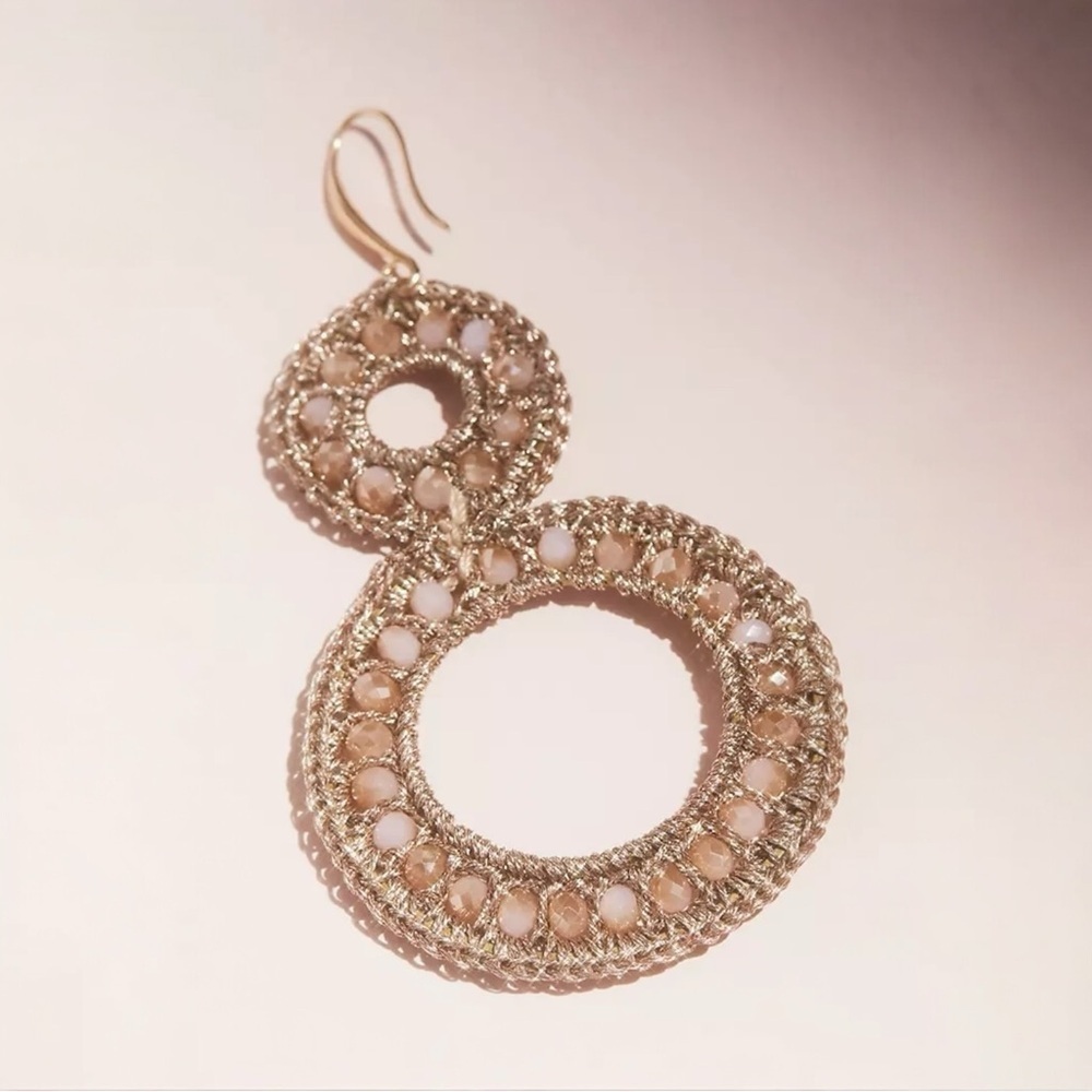 NATASHA Woven Stacked Circles Drop Boho Earrings Jewelry - Picture 2 of 5